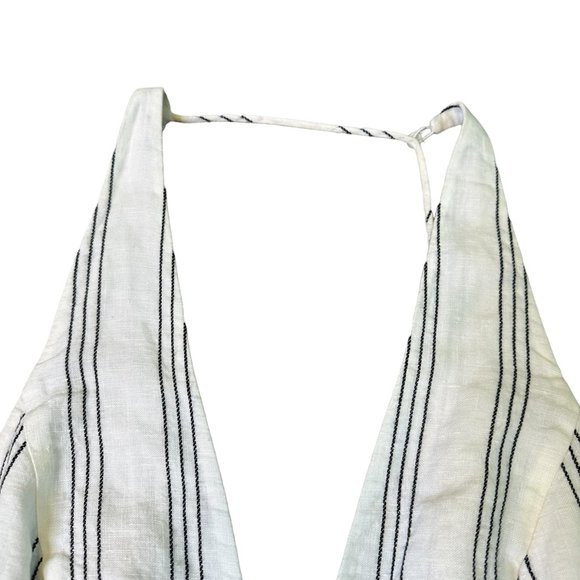& Other Stories Linen Blend Jumpsuit Stripe White Open Back Size 6 Women's - Picture 12 of 16